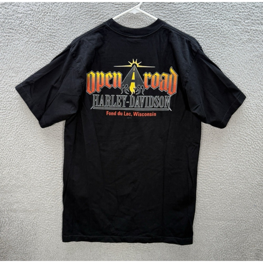 Harley Davidson Shirt Adult Large Black Motorcycle Biker Grunge‎ Skater Y2K Mens
